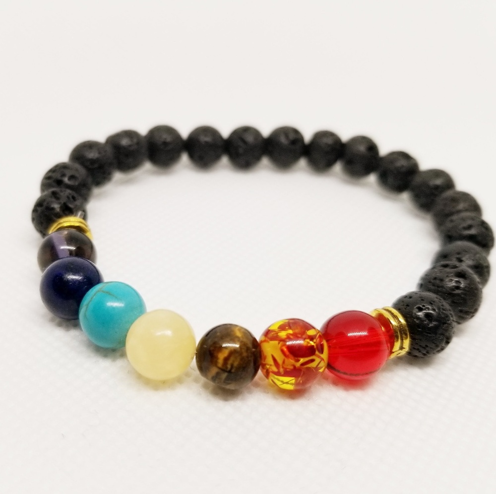 Multi-colored Lava Beaded Bracelet